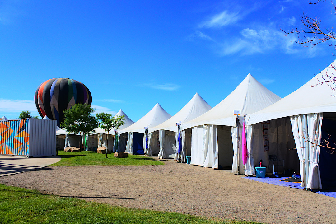 Tents lined up during spring balloon festival from Mountain View Tent Company in Denver